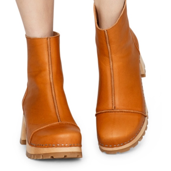 Swedish Hasbeens Tan 'Nature' Platform Clog 'Stitchy' Boots EU 40 / US 9 - Picture 5 of 7